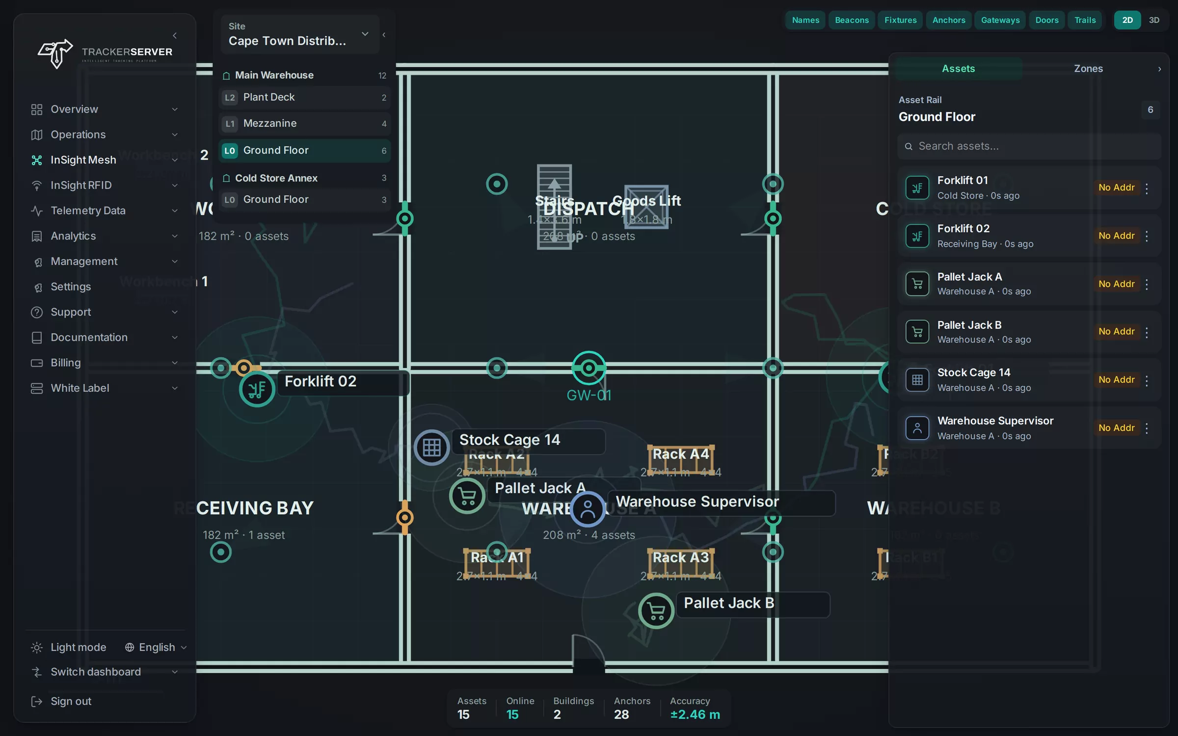 A client's floor plan with tagged stock and equipment
